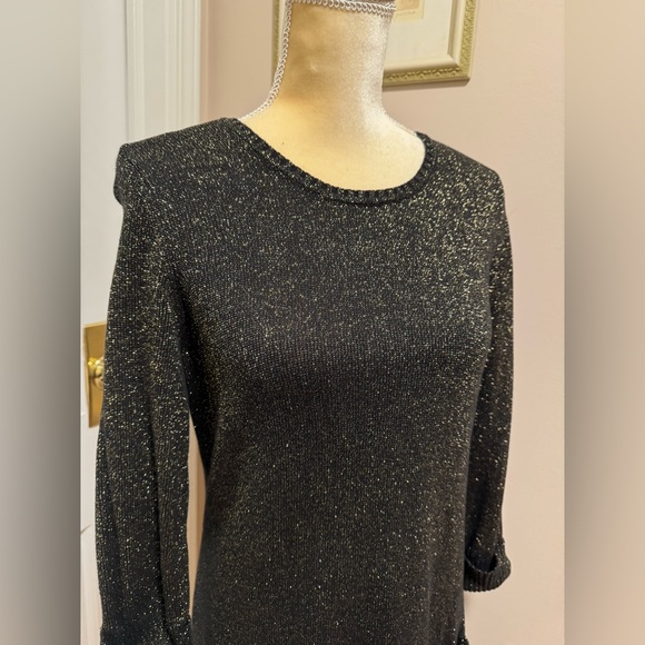 Daisy Fuentes Cute Sexy Knit Dress, Size Large, Black w/gold lurex - Picture 1 of 7